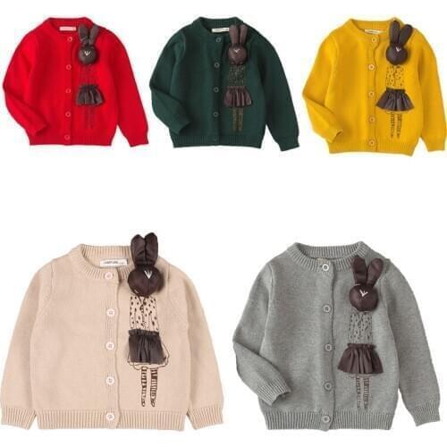 Cute Baby New Autumn Kids Cardigan Coat Baby Girls Sweaters Candy-colored Cartoon Cotton Baby Girls Single-breasted Jacket Outer