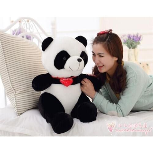 Red heart love panda plush toy, about 50cm panda pillow birthday gift h776