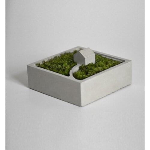 Creative Micro landscape Flowerpot Mould Square Concrete Planter Silicone Mold Cement Plaster Mini Succulent Plants Pot Molds