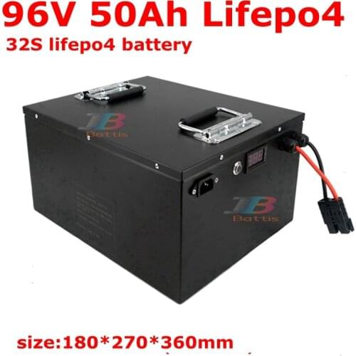 Lithium 96v 50Ah Lifepo4 battery pack BMS 32S 102V for AGV inverter vehicle scooter Motorcycle 8000W Forklift + 5A charger