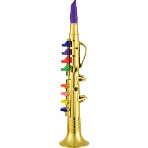 Musical Wind Instruments Clarinet for Kids Toddlers ABS Gold Clarinet with 8 Colored Keys