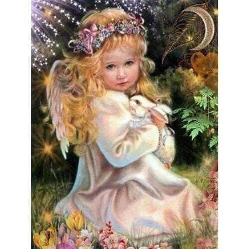 Cute girl and rabbit Needlework Cross stitch sets 14CT Unprinted Embroidery kits Arts Cross-Stitching,DIY Handmade home Decor