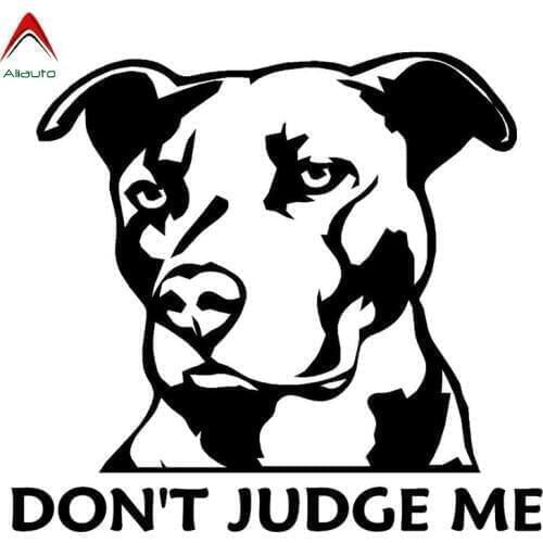 Aliauto Car Sticker Pit Bull Dog Don't Judge Me Vinyl Styling Accessories PVC Decal for Subaru Impreza Mercedes W211,12cm*11cm