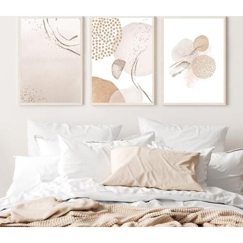 Blush Pink Ivory Beige Gold Watercolor Poster Wall Art Picture Canvas Painting Abstract Modern Print Living Room Decoration