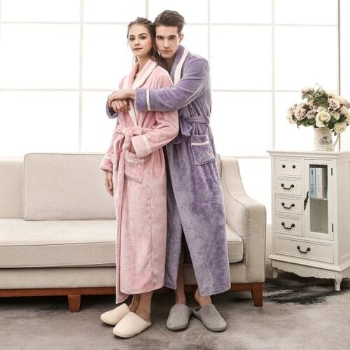 New Thicker And Longer Plus Size Mink Velvet Couple Nightgown For Men And Women Mosaic Inlaid Flannel Bathrobe Sleepwear Pyjama