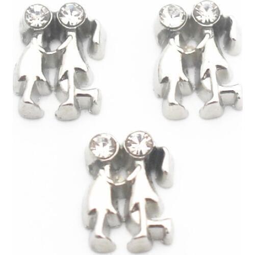 Newest 10pcs/lot Crystal lovers kiss floating charms living glass memory floating lockets diy jewelry pendant DIY Accessory