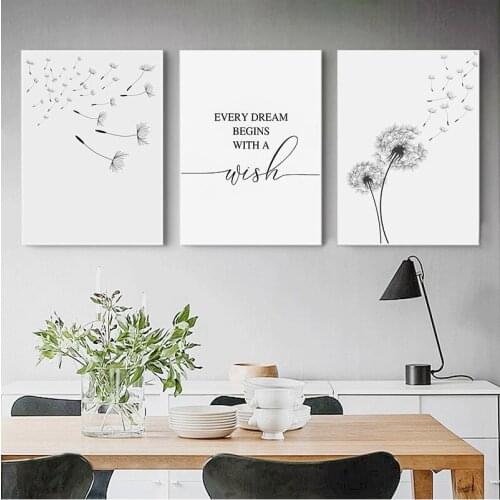 Dandelion Wall Art Canvas Painting Make Wish Dandelion Prints Nordic Style Minimalist Living Room Bedroom Nursery Decor
