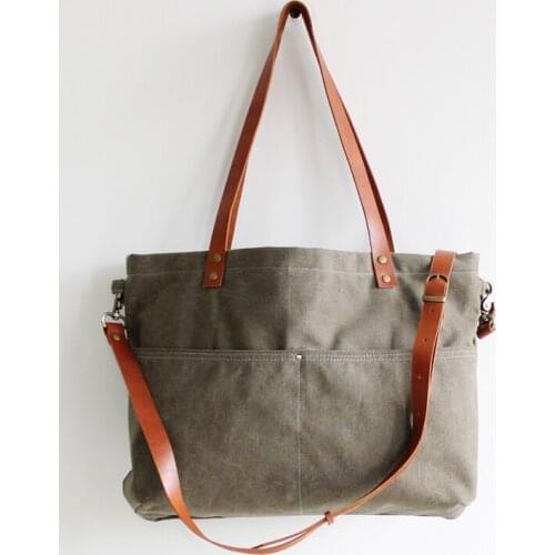 Original Handmade Leather Canvas Tote Bag for Women Crossbody bag Messenger Bag for Men Shopper Bag School Bag Handbag