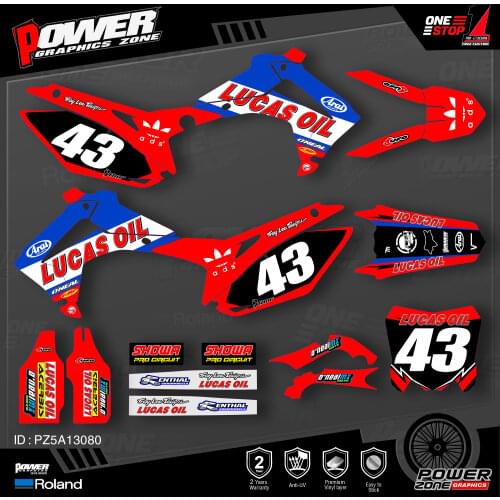 PowerZone Custom Team Graphics Backgrounds Decals 3M Stickers Kit For HONDA 2014-2017 CRF250R 2013-2016 CRF450R 080