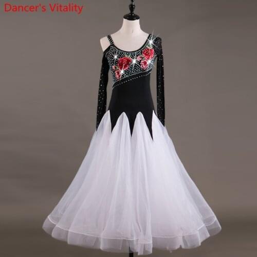Customize Diamond Embroidery flower dress ballroom dance dress womens ballroom costumes Waltz Dancing standard dance dresses