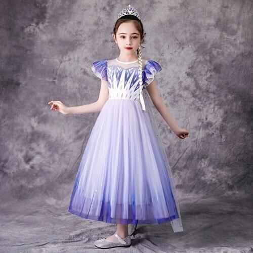 Princess Elsa 2 Dress for Girl Party Cosplay Stage Dress Up Costume for Birthday Gift Snow Queen Anna Elza