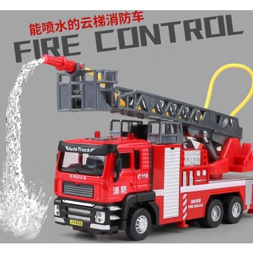 Alloy Fire-fighting Ladder Truck Water Tank Truck Model Simulation Metal Toy Car Model Collection Decoration Ornaments For Boy