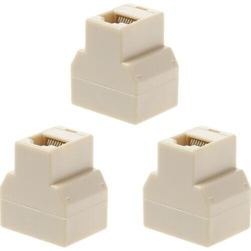 3Pcs RJ-45T Splitter Connector 1 To 2 Way LAN Ethernet Network Cable RJ45 Female Splitter Connector Adapter