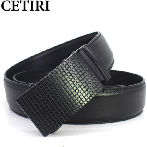 CETIRI fashion new cow genuine leather belts for men 2018 high quality Luxury alloy automatic buckle click belts cinto masculino