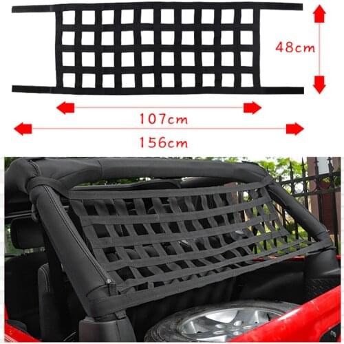 Mesh Cargo Net Black Storage Roll Cage Auto Roof Net Hammock for-Jeep-Wrangler YJ TJ JK JKU JL JLU JT 1987-2020