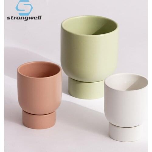 Strongwell Home Decoration Flower Pots Nordic Modern Ceramic Flower Arrangement Office Desktop Display Succulent Planter Crafts