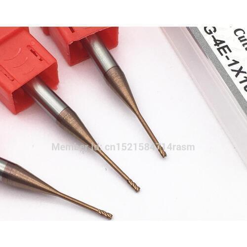 KLOT HRC60 Extended Reach TiCN Coated Solid Carbide End Mill 1,1.5,2,2.5,3mm 4-Flute Milling Cutter