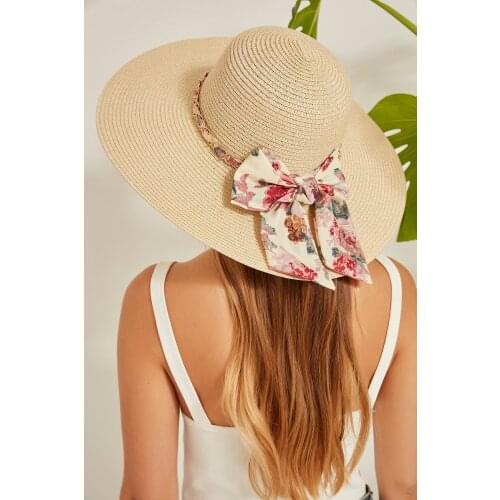 Womens Straw Beach Hat Beige