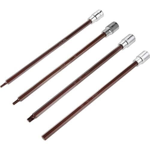1/2" Drive x 4mm 5mm 6mm 8mm 10mm Hex Bit Socket , 300mm Long Metric, S2 & Cr-V Steel