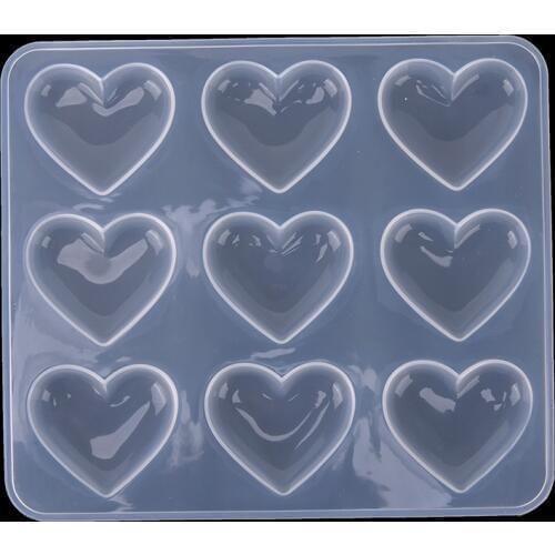 1PC 9-even UV Resin Jewelry Mold Heart Shape Silicone Cake Mold For DIY Decorate Making Pendant
