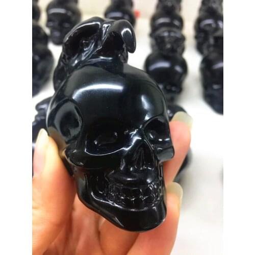 Natural Obsidian Quartz Crystal Skull Sculpting Skull Reiki Heals 1PC