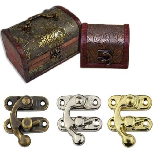 20PCS New Vintage Metal Hook Gift Metal Lock Decorative Small Hasps with screws Wooden Box Mini Leather Bag Hardware Furniture