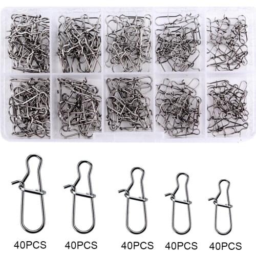 200Pcs Fishing Hook Clips Solid Rings Safety Lock Snaps Swivels Connectors Safety Snaps For Carp Fishing Hook Accessories Tools