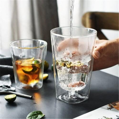 250ml 450ml Square Glass Coffee Mug Milk Juice Water Cup Summer Cold Drinking Juices Fruit Tea Cup Beer Glass Cup