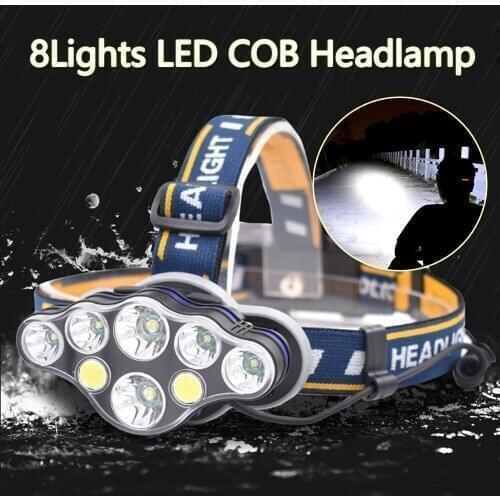 5-8Lights High Lumens LED Headlight Headlamp LED Head Lamp Flashlight Head Light 18650 battery For Camping Fishing