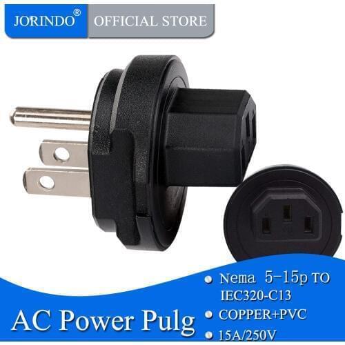 JORINDO Nema 5-15P to IEC 320 C13 Adapter, US 3Pole male to IEC female adapter PDU APC UPS server device plug converter adaptor