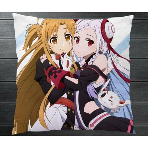 Anime Novel SAO Sword Art Online Kirito Yuuki Asuna Two Side Pillowcase Hugging Pillow Cushion Case Cover Manga Cosplay Gift P18