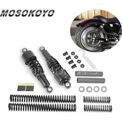 Black Motorcycle Fork Spring Rear Shock Absorbers Lowering Slammer Kit for Harley Touring FLT FLHT FLTR 1984-2013