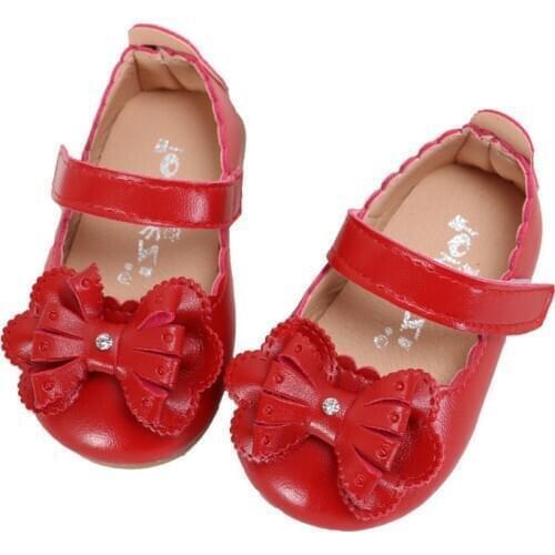 Soft Sole Bow Toddler Baby Shoes Kids Princess Shoes Children Little Girl Single Shoes Chaussure Fille Red Pink White