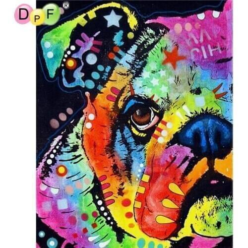DPF New Full Square Diamond 5D DIY Diamond Painting Colorful Dog Embroidery Cross Stitch Rhinestone Mosaic Painting Home Decor