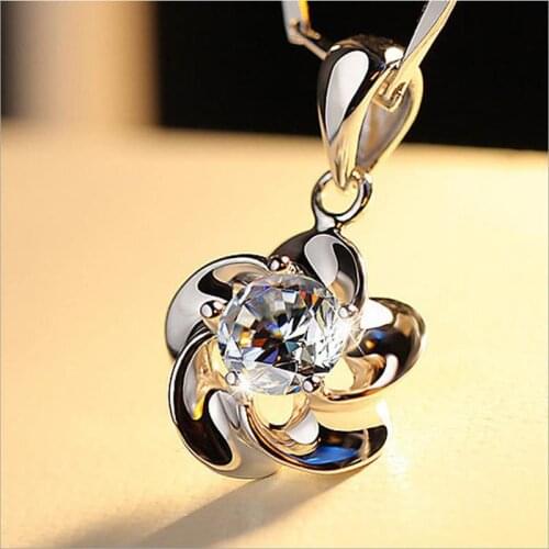 Everoyal Shiny AAA+ Rhinestone Flower Pendant Necklace For Women Jewelry Fashion Silver 925 Girl Choker Necklace Female Birthday