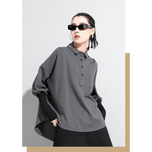 European and American 2021 spring designers Lantern Sleeve Shirt Pullover T-shirt