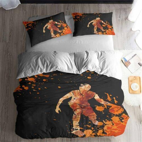 HELENGILI 3D Bedding Set Basketball Print Duvet cover set lifelike bedclothes with pillowcase bed set home Textiles #2-05