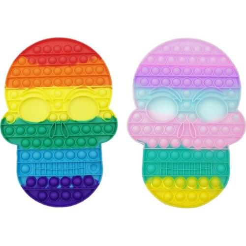 Pops Bubble Its Fidget Toys Rainbow Macaron Skull Anti Stress Relief Anxiety Sensory Toy Simple Dimple Decompression Toys