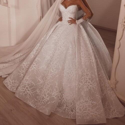 Custom Made Bride Dresses Sheer Long Sleeves Ball Gown Beaded Appliques Jewel Neck Special Day Of The Bride Long Gowns