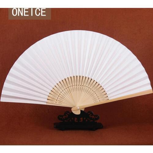 Chinese Style Channeling Surface Blank Fan Xuan Paper Small Folding Female Wearing White Write Calligraphy Paint