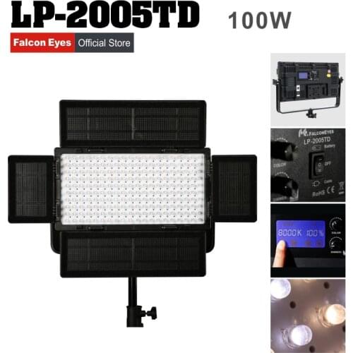 Falconeyes LED Professional Video Fotografia Light 100W Bi-Color For Studio/ Interview/ Fashion Show/ Photo Lighting LP-2005TD