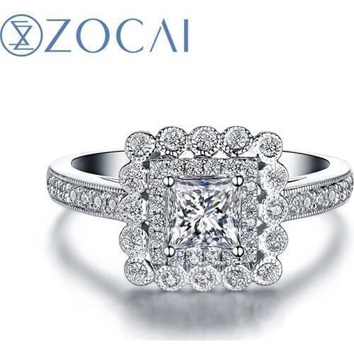 ZOCAI STARRY SKY Series 100% natural diamond ring 0.44 ct certified diamond engagement ring 18K white gold ring W05979