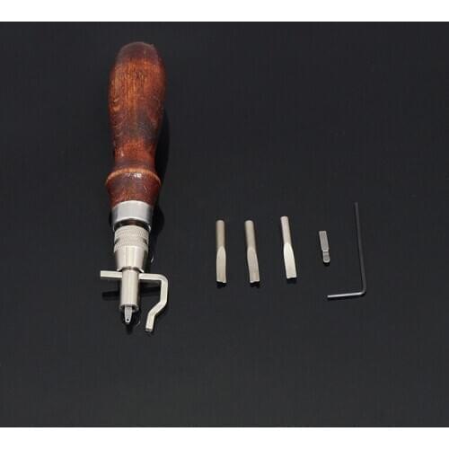 Leather Craft Cloth Wood Handle Scratch Awl Tool Multi-purpose Cut Edge,Digging Groove,Pressure Side Multiple Uses Cut Side