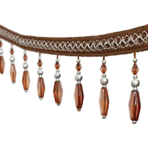 6 Meters/Lot 9.2 CM Width Tassel Fringe Crystal Beaded Lace Ribbon for Curtain Accessories Decoration