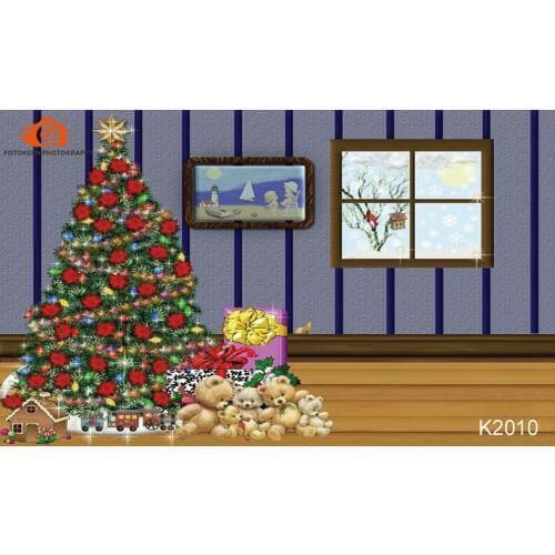 10X10ft Hand painted Muslin Christmas Backgrounds for Photography Photo Studio interior decor Backdrop Christmas Tree K2010