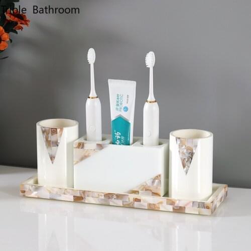 Nordic Bathroom Kit Resin Household Toothbrush Holder Mouth Cup Container Tray Holders Wash Accessories Four Piece Set