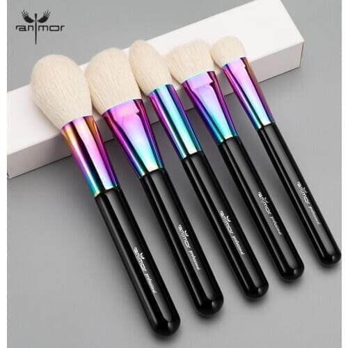 Anmor Goat Hair 5 Pcs Makeup Brushes Set For Powder Flat Foundation Highlighter Contour Make Up Brush Pinceaux Maquillage