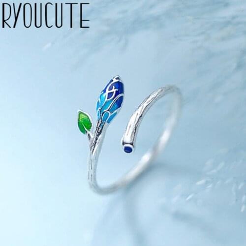 New Charming Open Green Leaf Ring for Women Vintage Boho Party Rings Gothic Punk Jewelry Gifts for Girls 2021