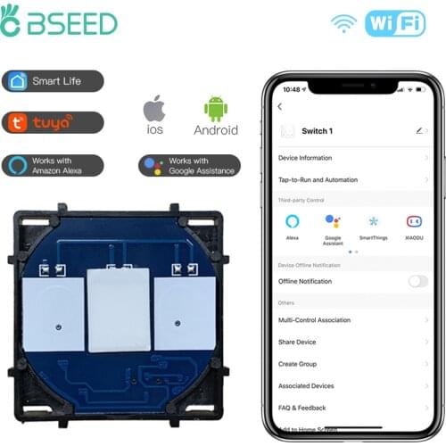 Bseed EU Standard The Base Of Wifi Touch Switch Function 1/2/3Gang AC110~240V APP Control Wall Light Switch Without Glass Panel