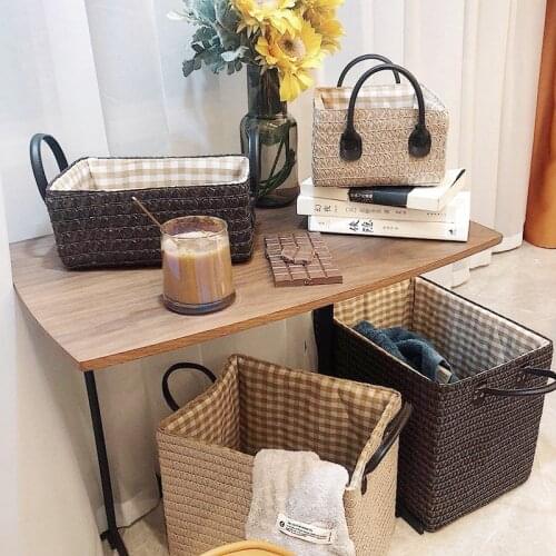 Woven Storage Basket Sundries Organizer Keys Clothes Toys Laundry Baskets Hamper Desktop Organizer Picnic Food Container Case